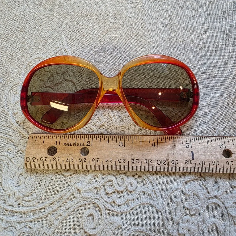 Vintage Womens Sunglasses 70s Polaroid Oversized Butterfly 8637 Amber Red France